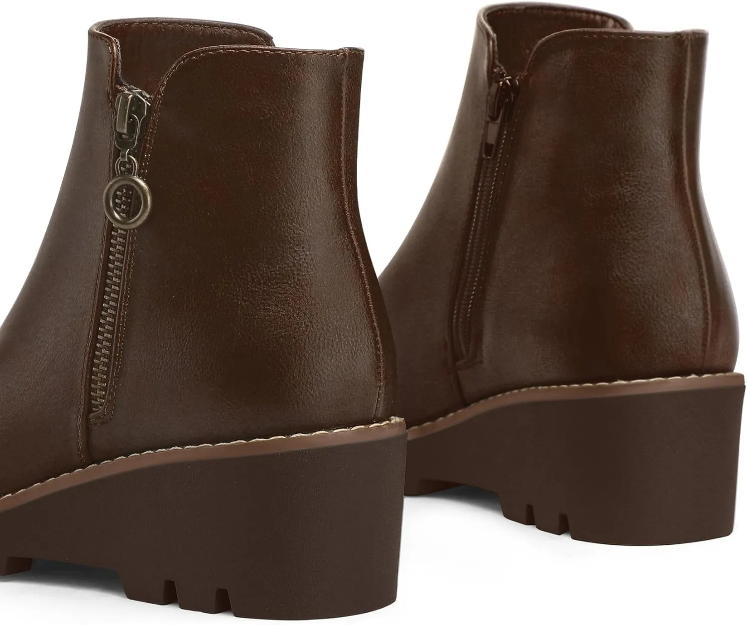 mysoft Women's Ankle Boots Zipper Wedge Booties Lug Sole