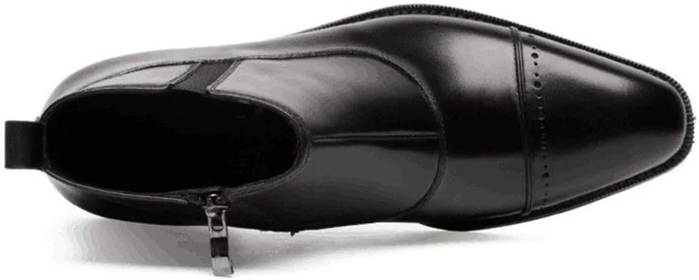 New Ankle Boots For Men Mens Zip Captpe Ankle Boots Office For Business Genuine Leather The First Layer Of Cowhide