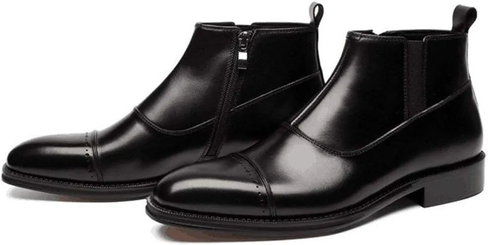 New Ankle Boots For Men Mens Zip Captpe Ankle Boots Office For Business Genuine Leather The First Layer Of Cowhide