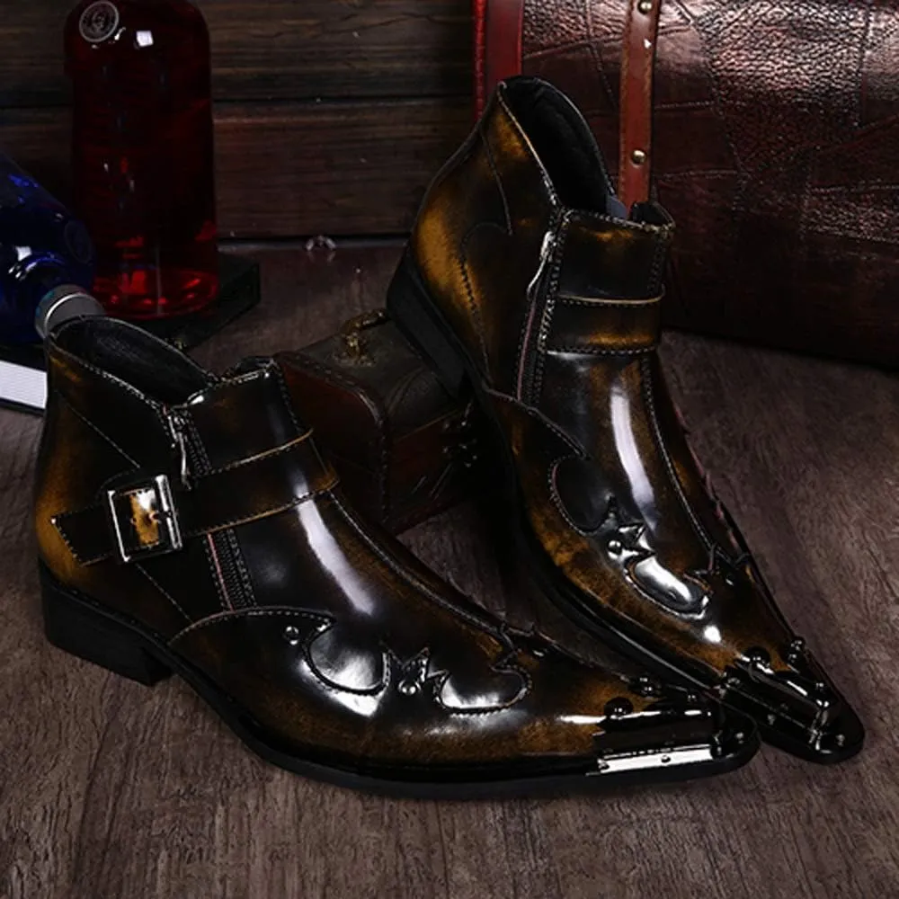NEW For Men Ankle Boots Pointed Zip Low top Boots Office For Holiday Pure Leather The First Layer Of Cowhide