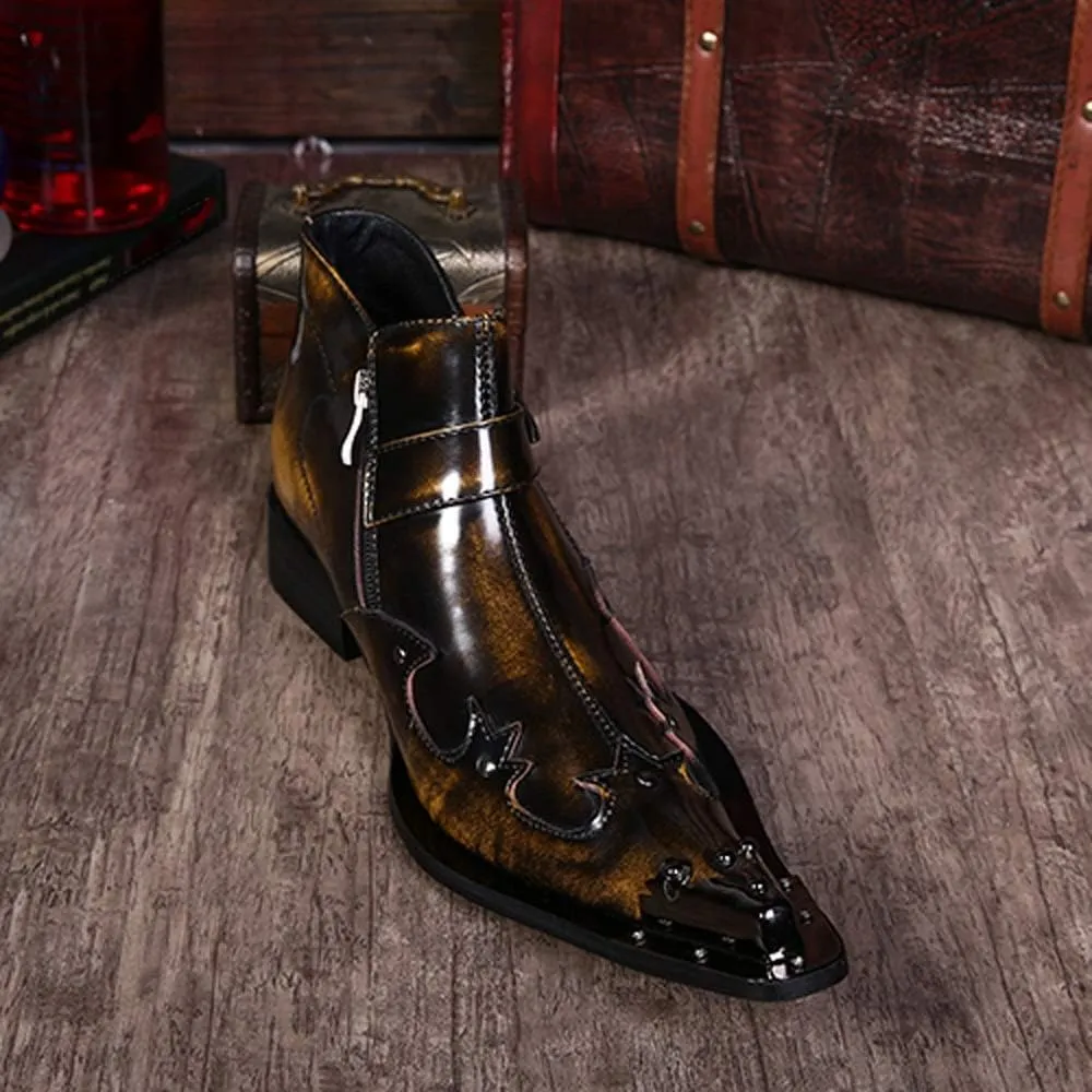 NEW For Men Ankle Boots Pointed Zip Low top Boots Office For Holiday Pure Leather The First Layer Of Cowhide