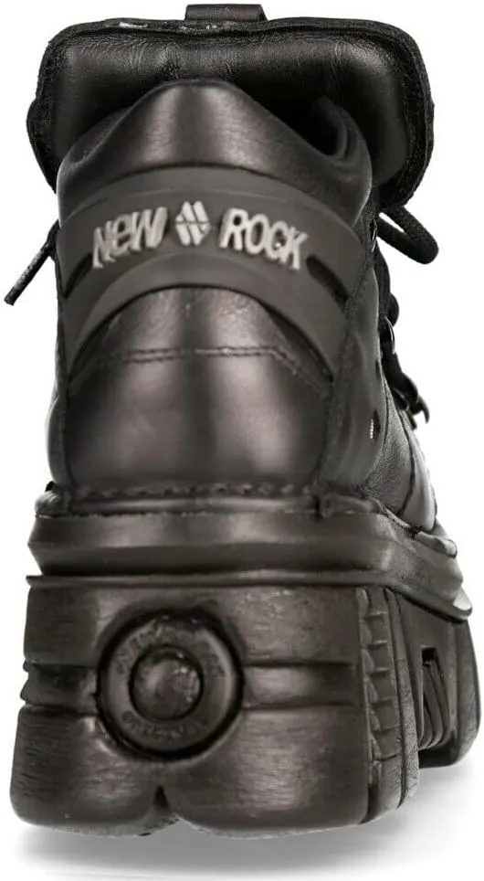 New Rock 106N Men's Tower 100% Leather Goth Platform Punk Fashion Ankle Boots Shoe