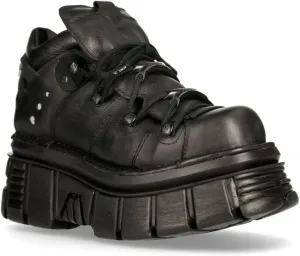 New Rock 106N Men's Tower 100% Leather Goth Platform Punk Fashion Ankle Boots Shoe