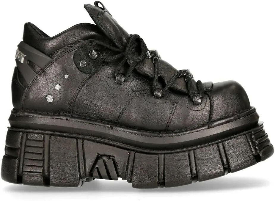 New Rock 106N Men's Tower 100% Leather Goth Platform Punk Fashion Ankle Boots Shoe