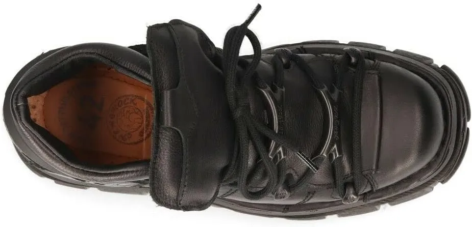 New Rock 106N Men's Tower 100% Leather Goth Platform Punk Fashion Ankle Boots Shoe