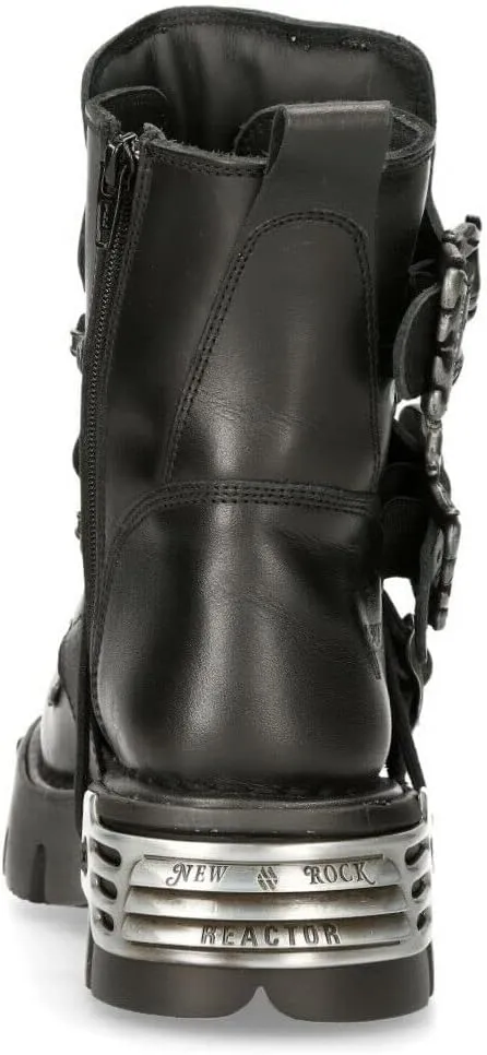 NEW ROCK 407-S1 Silver Cross BOOTS Black Leather Gothic Punk Biker Shoes Ankle Boots