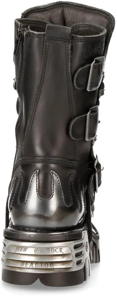 NEW ROCK Boots 591 Flame Metallic Leather Men's Goth Punk Biker Fashion
