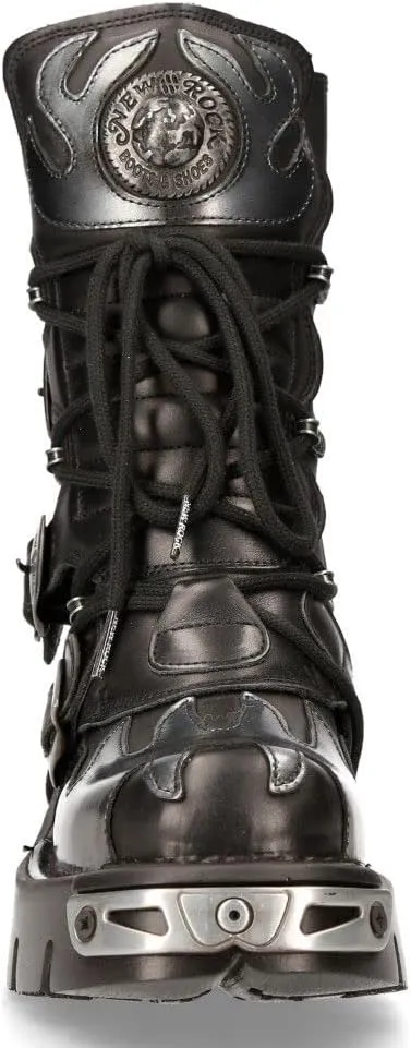 NEW ROCK Boots 591 Flame Metallic Leather Men's Goth Punk Biker Fashion
