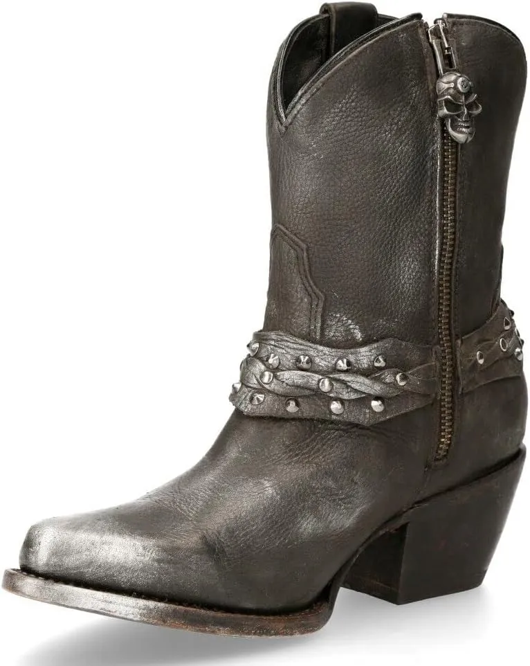 New Rock Women's Boots WSTM005-S1 100% Leather Cowboy Western Pointed Boot
