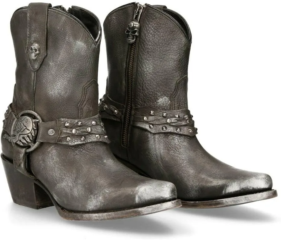 New Rock Women's Boots WSTM005-S1 100% Leather Cowboy Western Pointed Boot