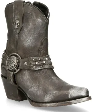 New Rock Women's Boots WSTM005-S1 100% Leather Cowboy Western Pointed Boot