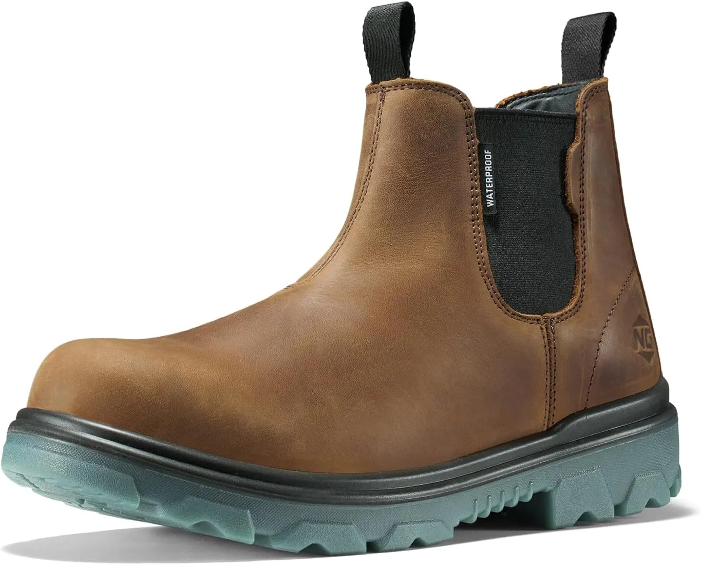NINGO Waterproof Steel Toe Leather Chelsea Work Boots - Slip On, Puncture Resistant - Lightweight Safety Construction for Men & Women - Industrial, Warehouse