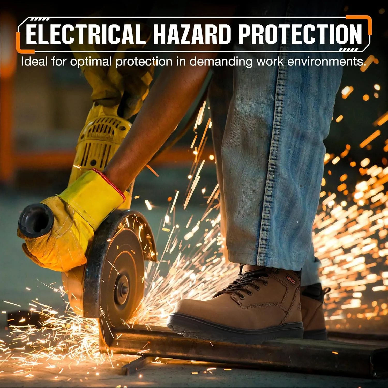 NINGO Work Boots for Men, Steel Toe Waterproof Boots with Puncture Proof, Oil & Slip Resistant, Comfortable Mens Construction Boot with EH Protection, Leather Shoes for Industrial