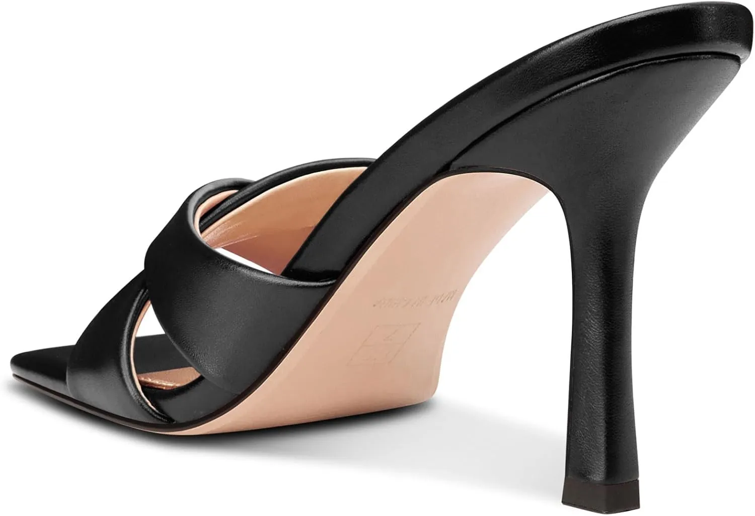 NobleOnly Womens High Stiletto Heels Open Square Toe Heeled Sandals Cross-Strap Slip-on Mules Shoes Summer Dress Sandals 3.5 Inches Heels