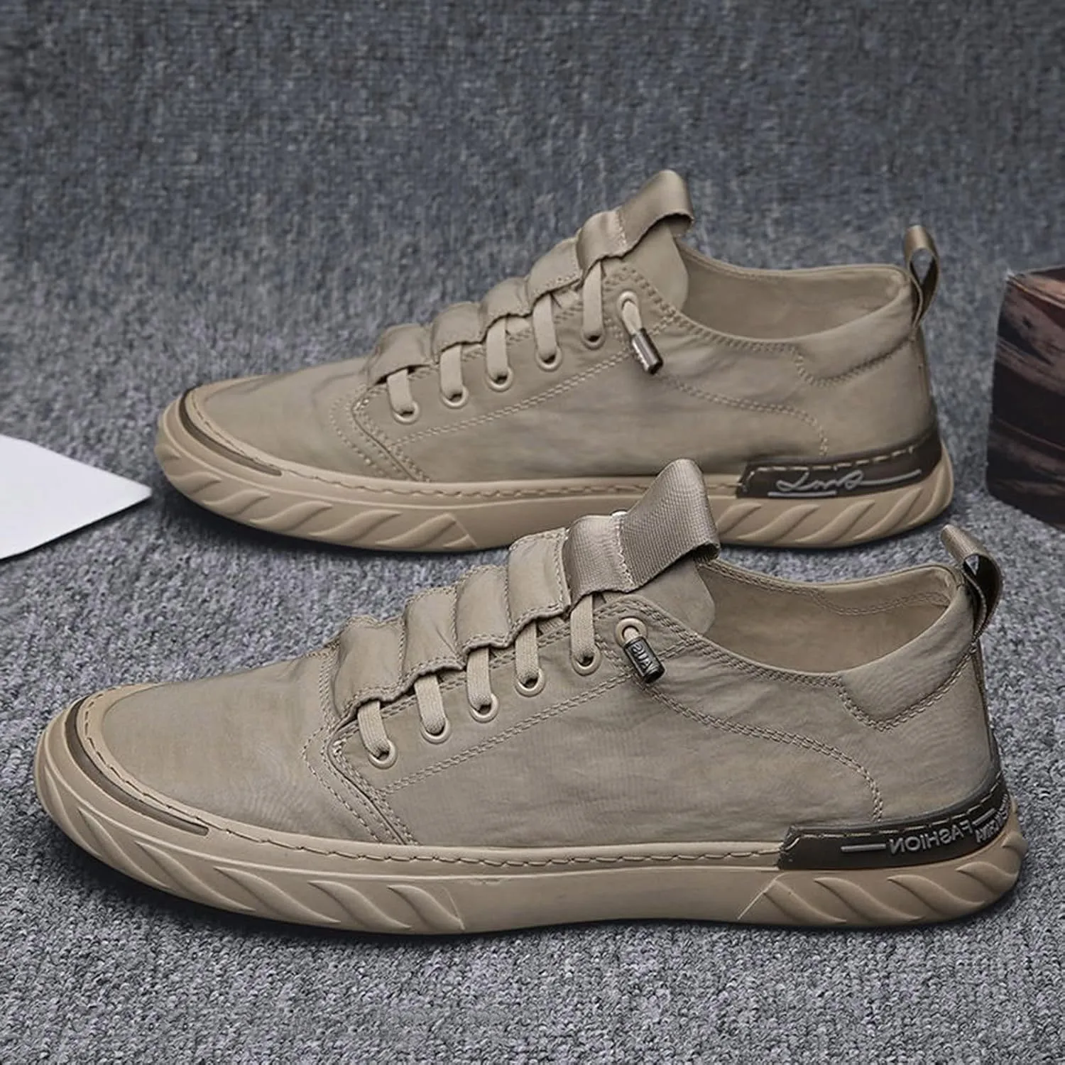 Non Slip Work Sport Shoes for Men Trendy Versatile Shoes Casual Versatile Canvas Arch Support Men's Leather Boots
