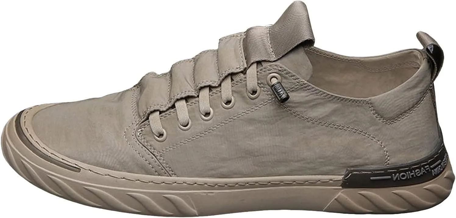 Non Slip Work Sport Shoes for Men Trendy Versatile Shoes Casual Versatile Canvas Arch Support Men's Leather Boots