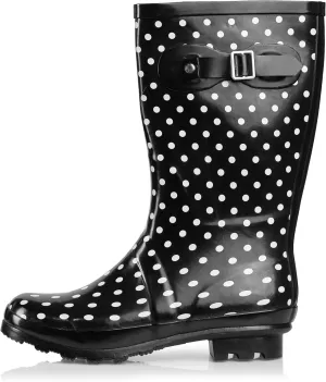 NORTY Women's Hurricane Rain Boots - Mid-Calf Length - Glossy Matte Waterproof Rubber Shoes