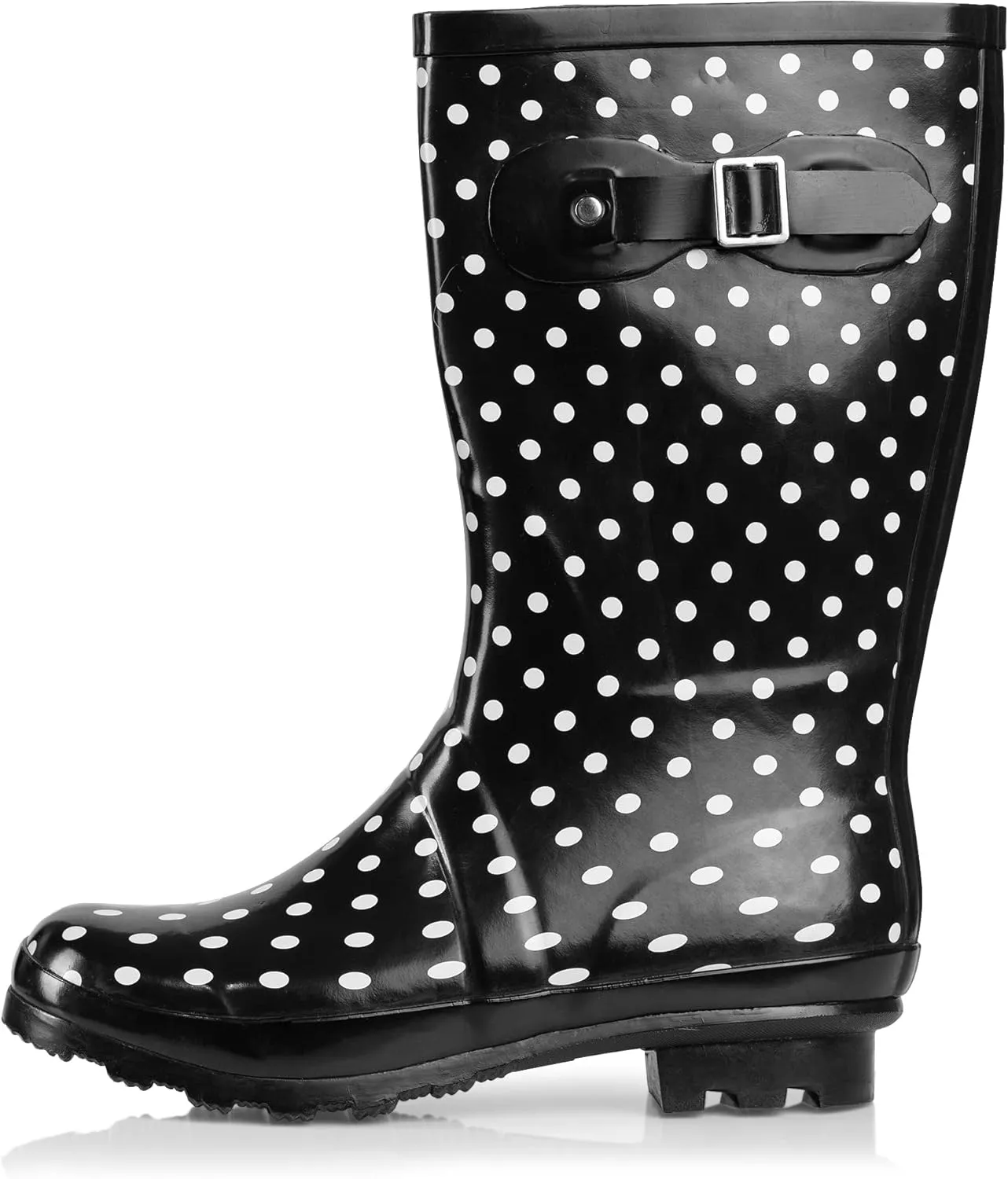 NORTY Women's Hurricane Rain Boots - Mid-Calf Length - Glossy Matte Waterproof Rubber Shoes