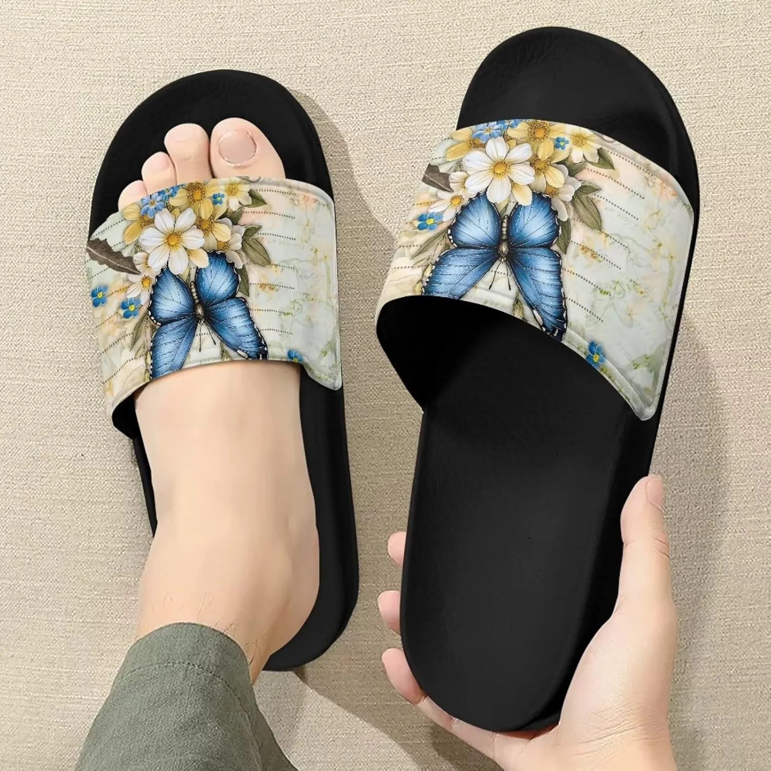 Novelty Animals Pattern Women's Slide Sandals, Casual Soft Sole Open Toe Non-Slip Single Band Slide Sandals