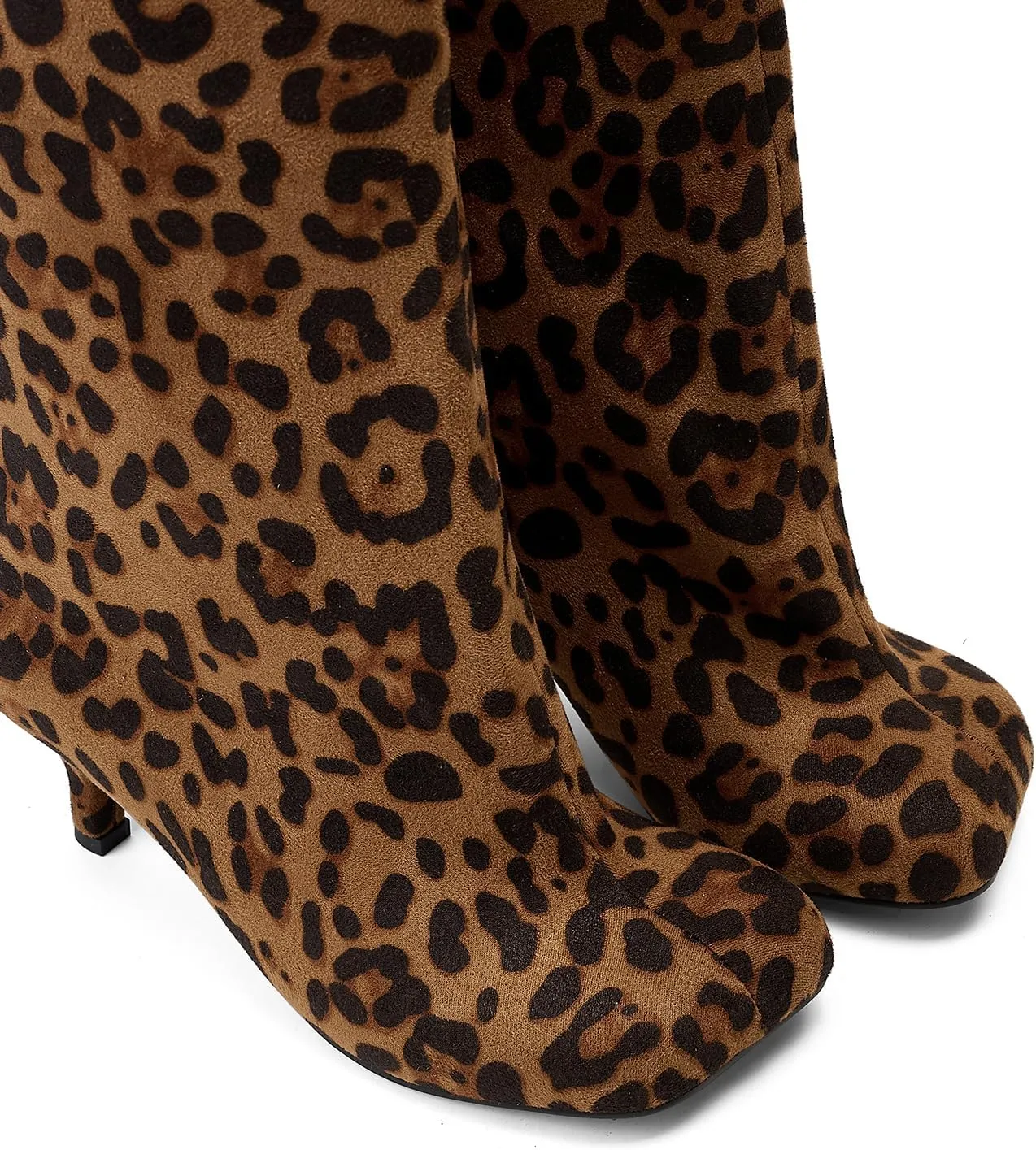 Nude Knee High Suede Boots for Women Square Toe Stiletto Heel Long Boots Wide Calf Pull On Tall Boots Fashion Comfortable Fall Boots