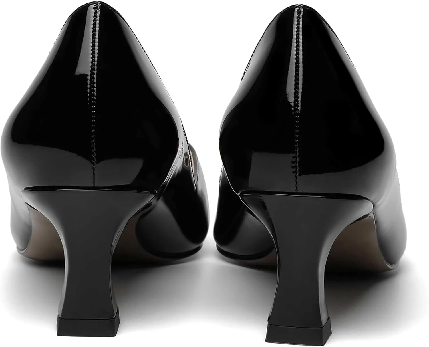 NUMALEO Womens Slip On Solid Pointed Toe Patent Work Casual Spool Low Heel Pumps Shoes 2 Inch