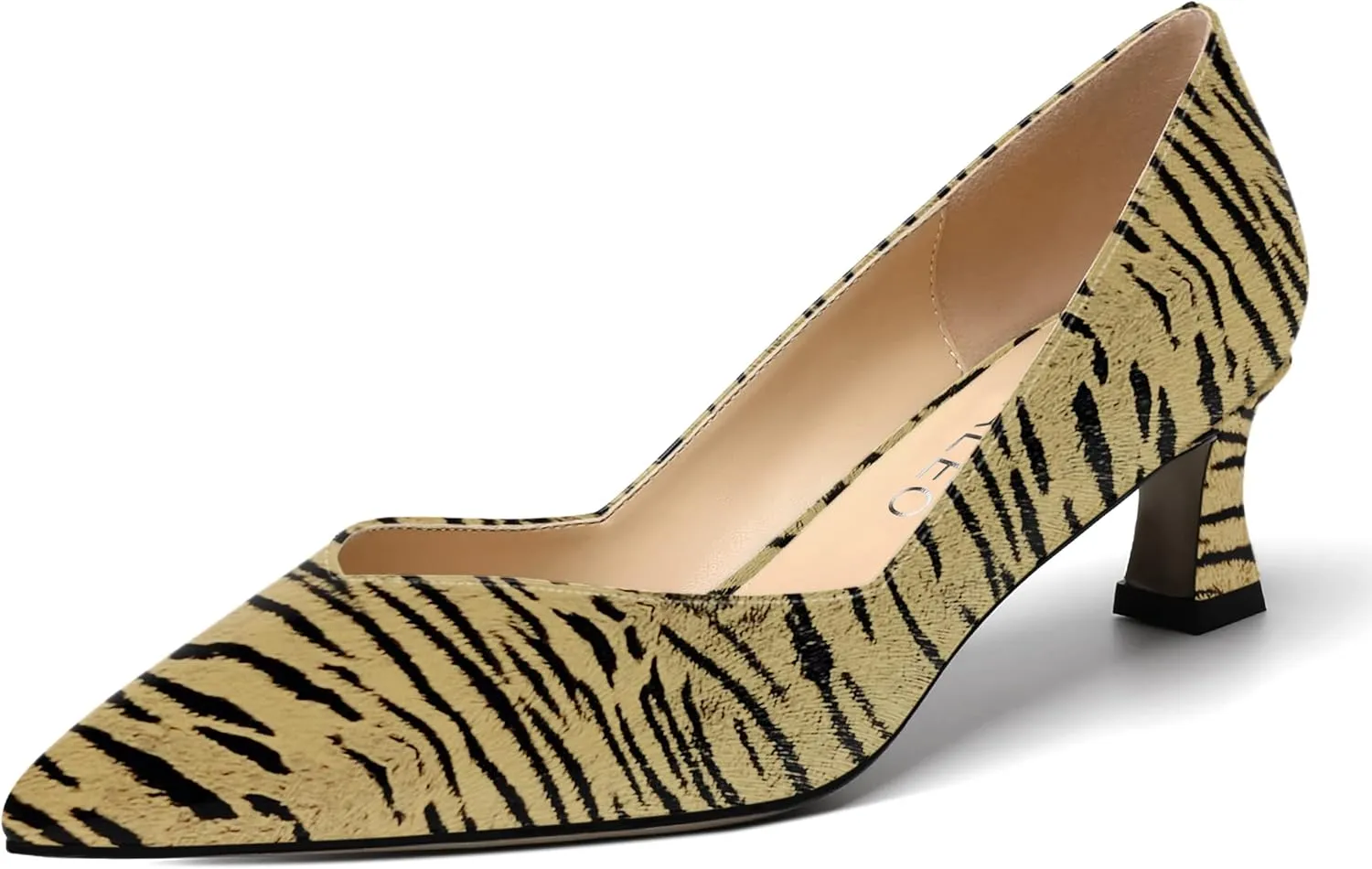 NUMALEO Womens Slip On Solid Pointed Toe Patent Work Casual Spool Low Heel Pumps Shoes 2 Inch