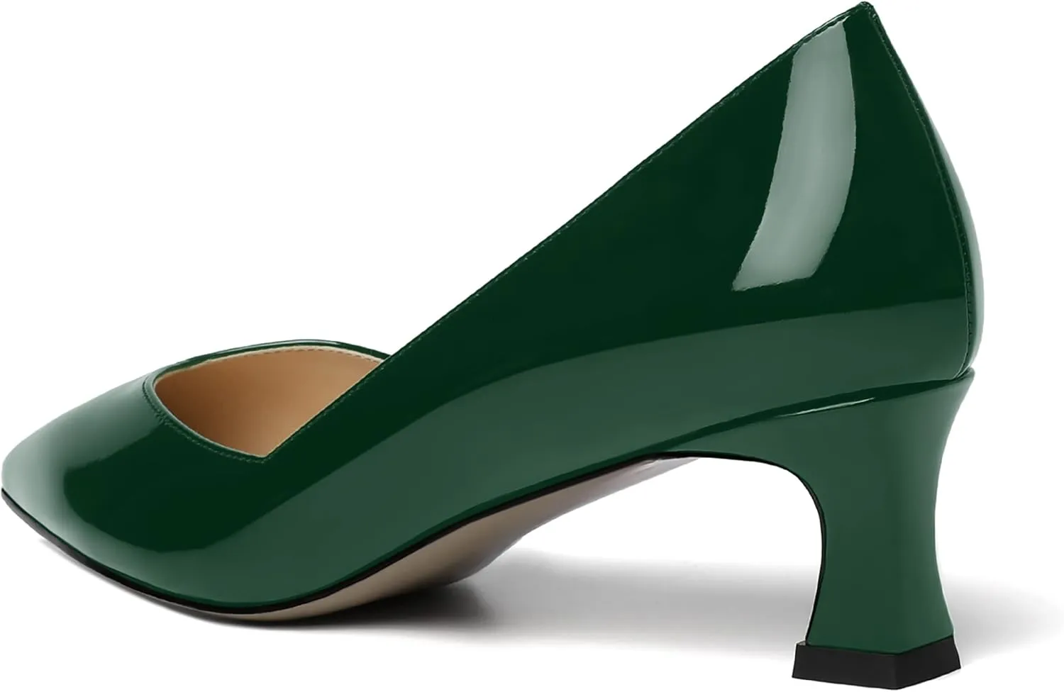 NUMALEO Womens Slip On Solid Pointed Toe Patent Work Casual Spool Low Heel Pumps Shoes 2 Inch