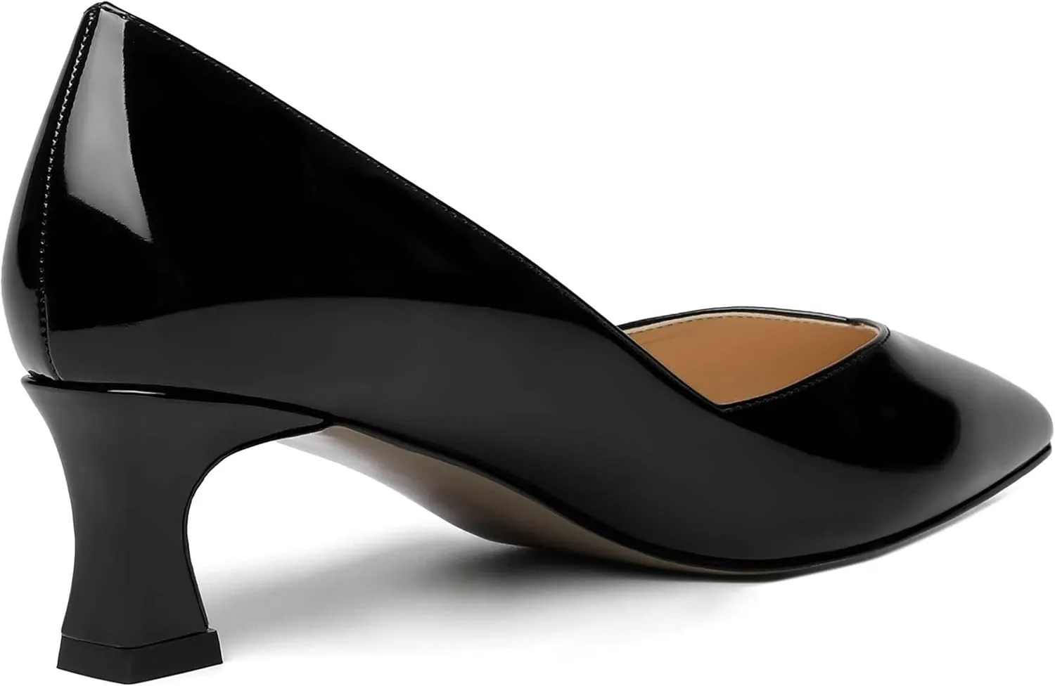 NUMALEO Womens Slip On Solid Pointed Toe Patent Work Casual Spool Low Heel Pumps Shoes 2 Inch
