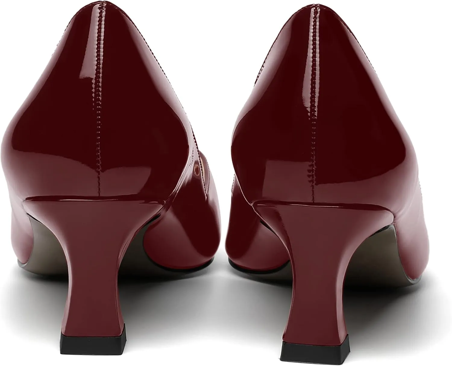 NUMALEO Womens Slip On Solid Pointed Toe Patent Work Casual Spool Low Heel Pumps Shoes 2 Inch