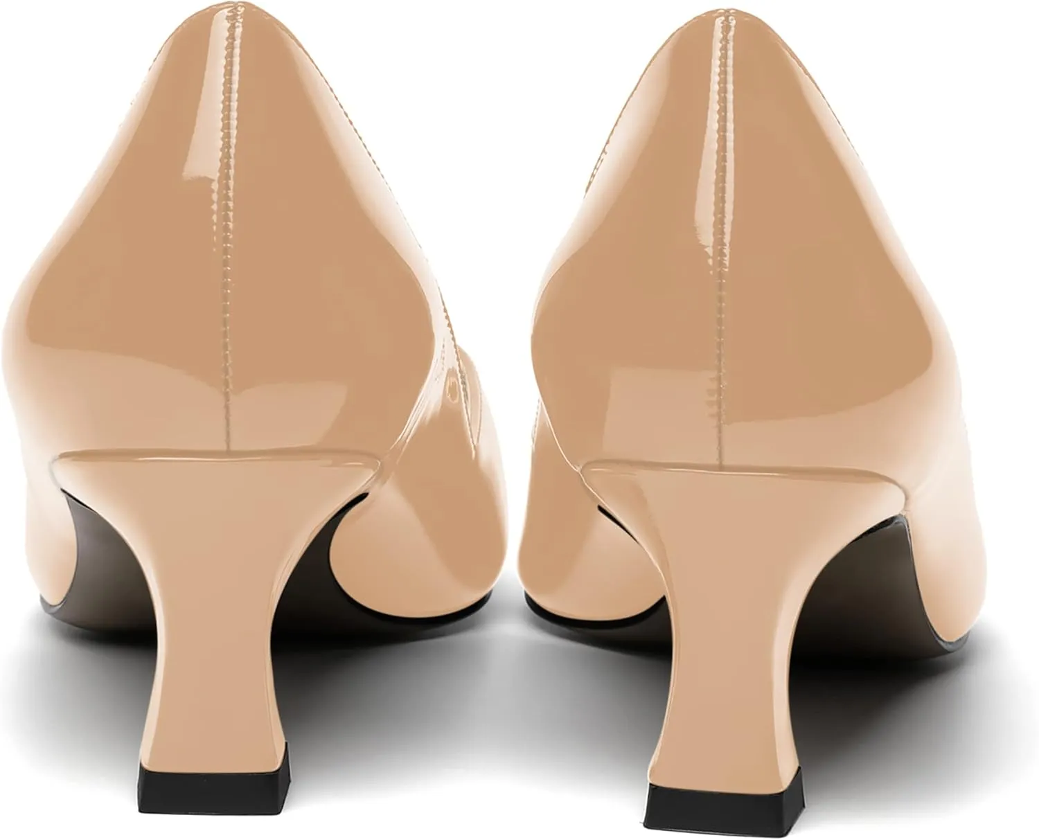 NUMALEO Womens Slip On Solid Pointed Toe Patent Work Casual Spool Low Heel Pumps Shoes 2 Inch