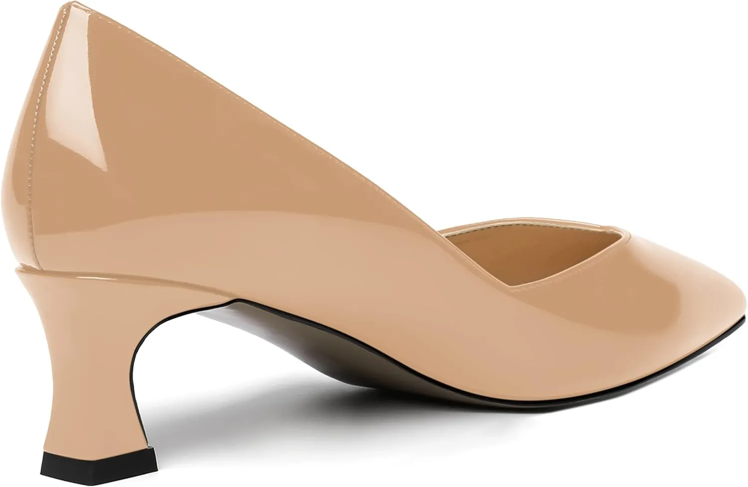 NUMALEO Womens Slip On Solid Pointed Toe Patent Work Casual Spool Low Heel Pumps Shoes 2 Inch