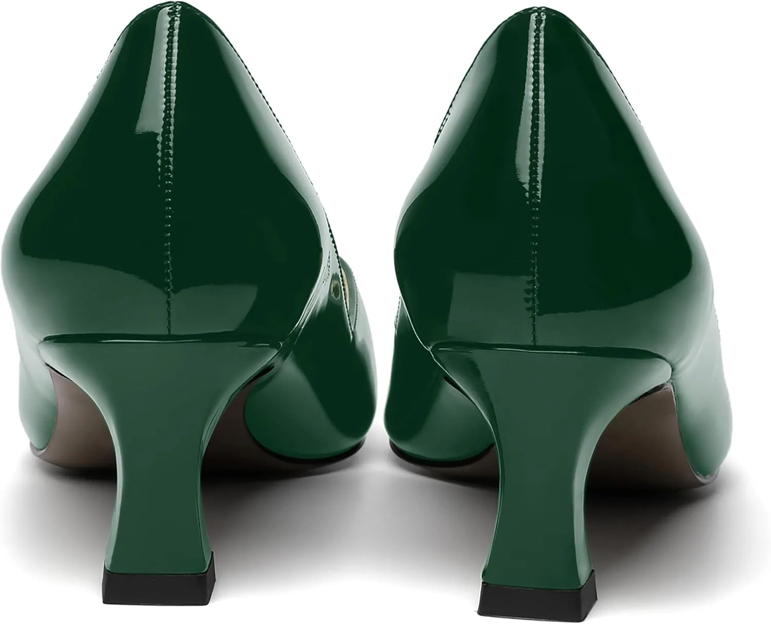 NUMALEO Womens Slip On Solid Pointed Toe Patent Work Casual Spool Low Heel Pumps Shoes 2 Inch