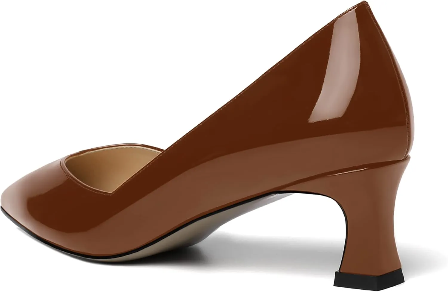 NUMALEO Womens Slip On Solid Pointed Toe Patent Work Casual Spool Low Heel Pumps Shoes 2 Inch