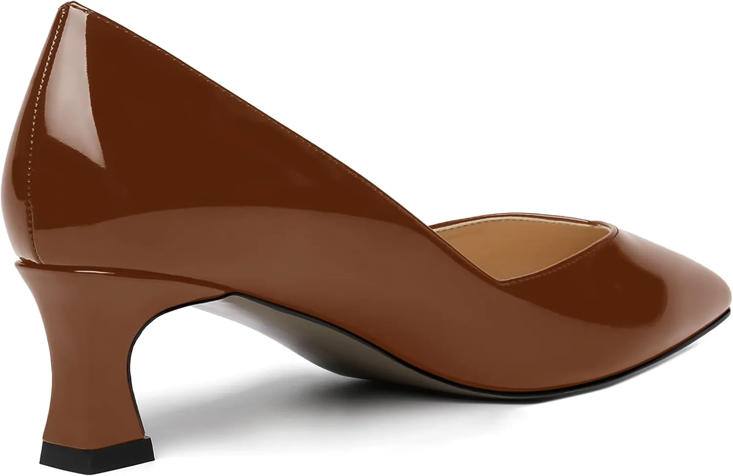NUMALEO Womens Slip On Solid Pointed Toe Patent Work Casual Spool Low Heel Pumps Shoes 2 Inch
