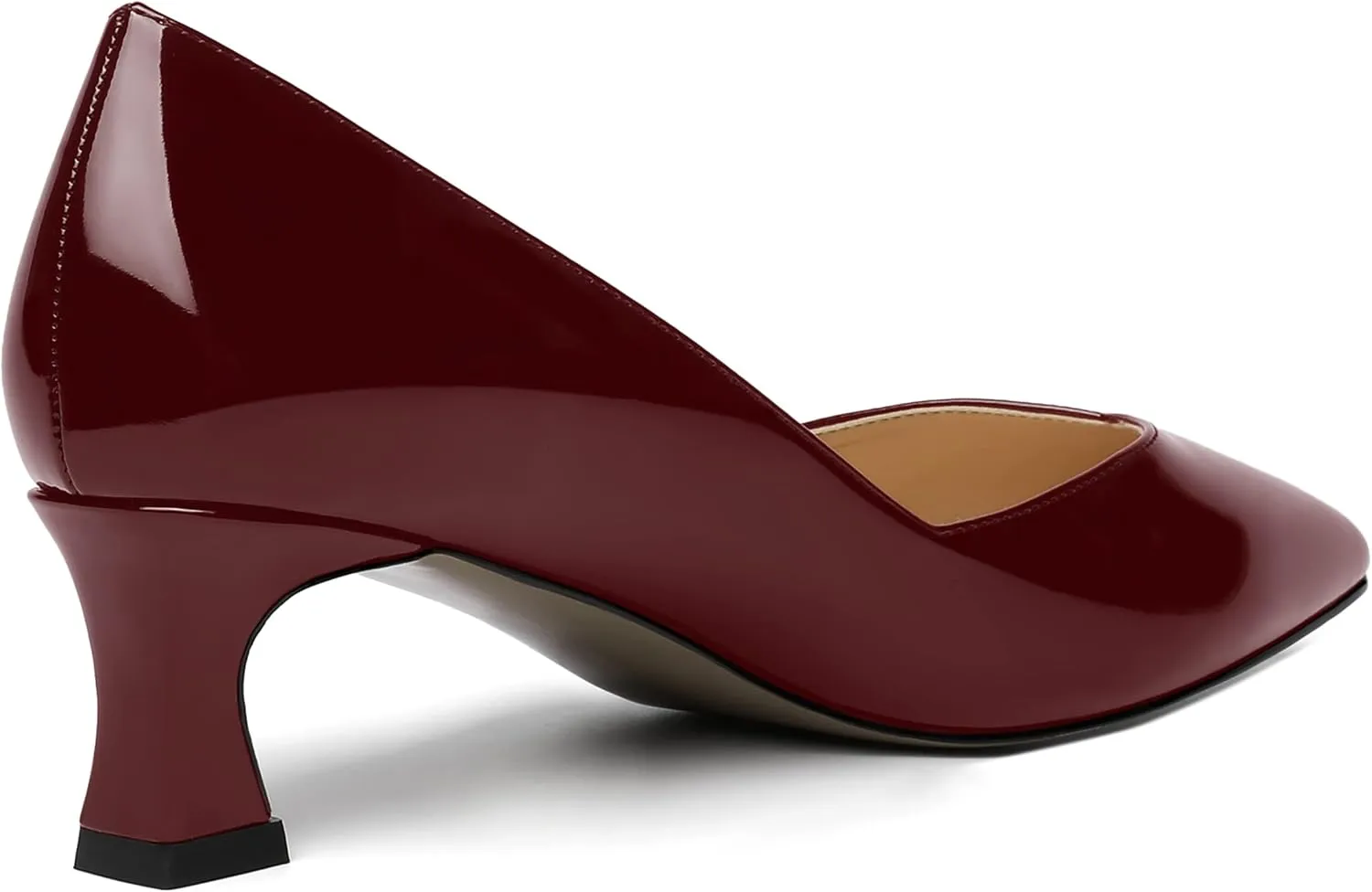 NUMALEO Womens Slip On Solid Pointed Toe Patent Work Casual Spool Low Heel Pumps Shoes 2 Inch
