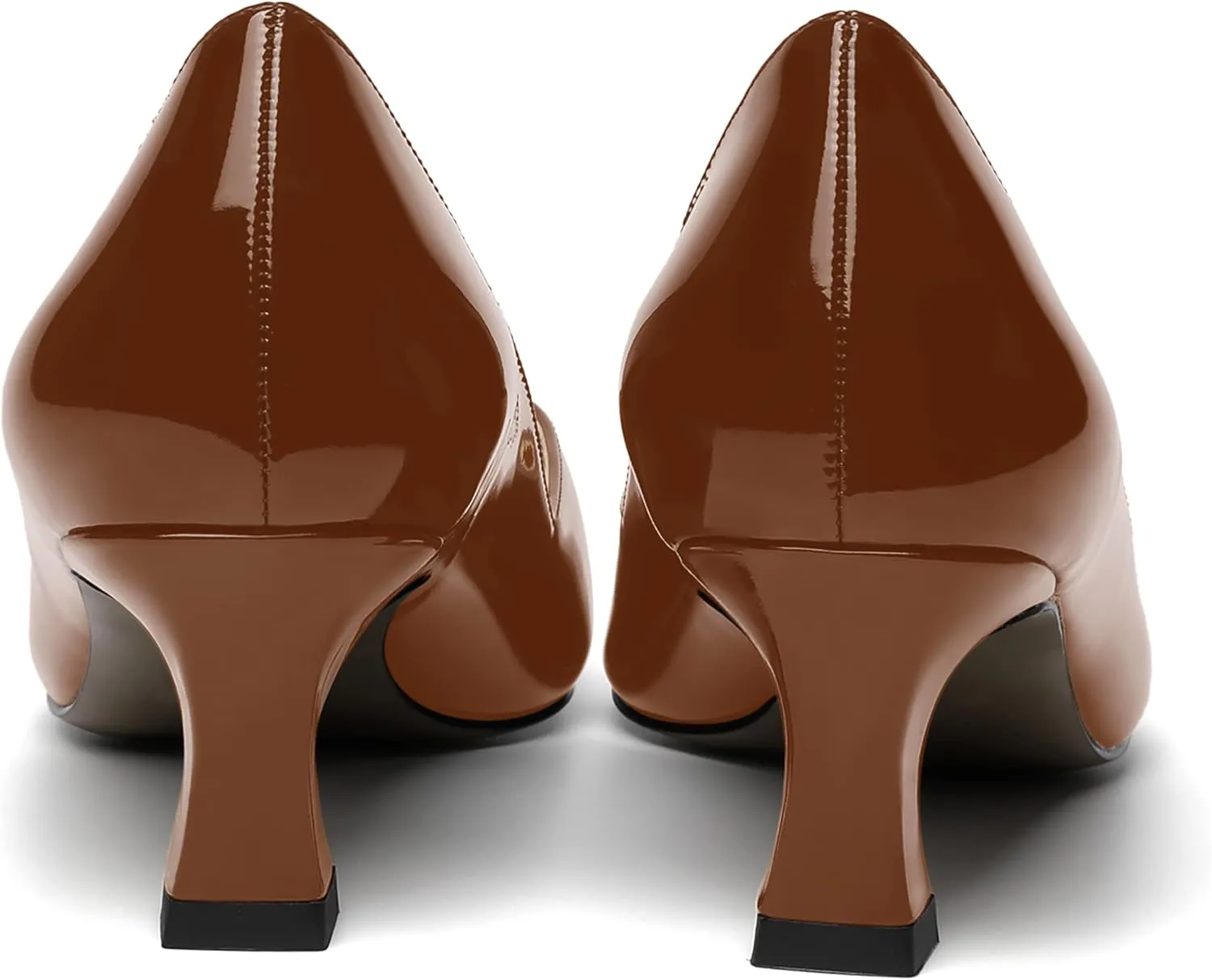 NUMALEO Womens Slip On Solid Pointed Toe Patent Work Casual Spool Low Heel Pumps Shoes 2 Inch
