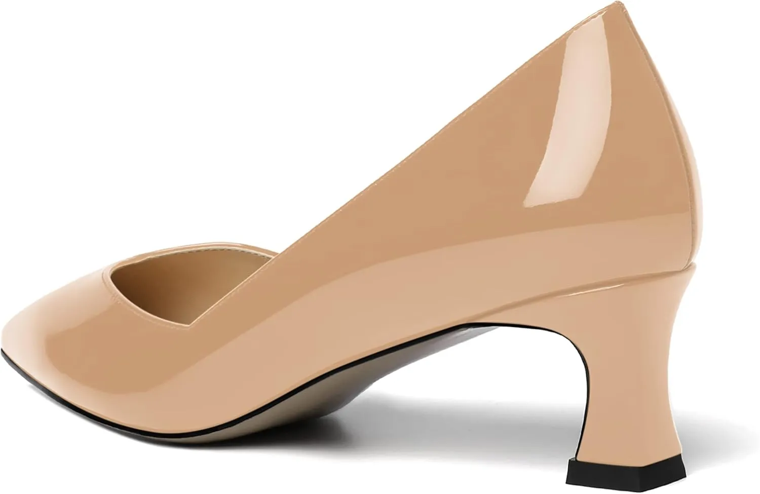 NUMALEO Womens Slip On Solid Pointed Toe Patent Work Casual Spool Low Heel Pumps Shoes 2 Inch