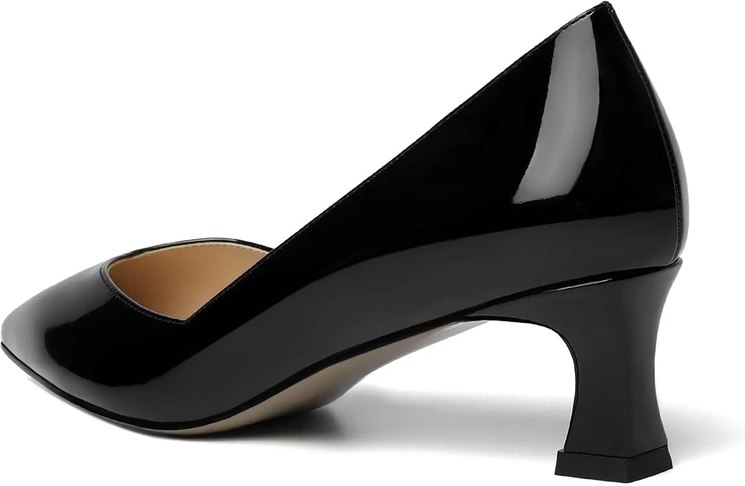 NUMALEO Womens Slip On Solid Pointed Toe Patent Work Casual Spool Low Heel Pumps Shoes 2 Inch