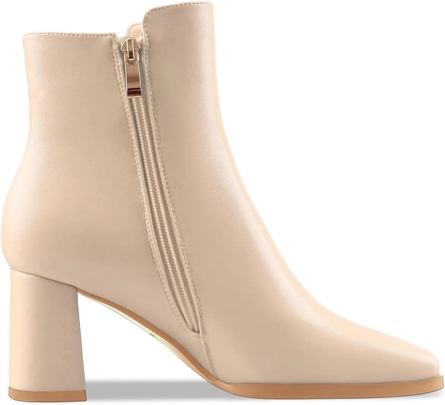 Oh Mispares Women's Chunky Heel Ankle Booties Square Toe Short Block Boots Heeled Shoes Side Zipper Comfortable Closed Toe Heels for Ladies Girls 3 Inches