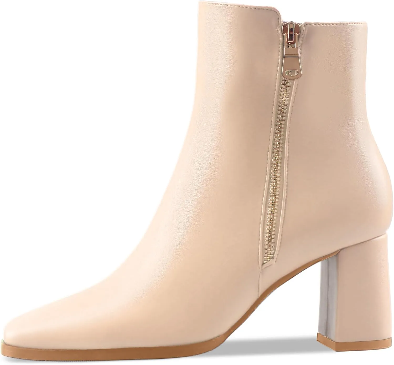 Oh Mispares Women's Chunky Heel Ankle Booties Square Toe Short Block Boots Heeled Shoes Side Zipper Comfortable Closed Toe Heels for Ladies Girls 3 Inches