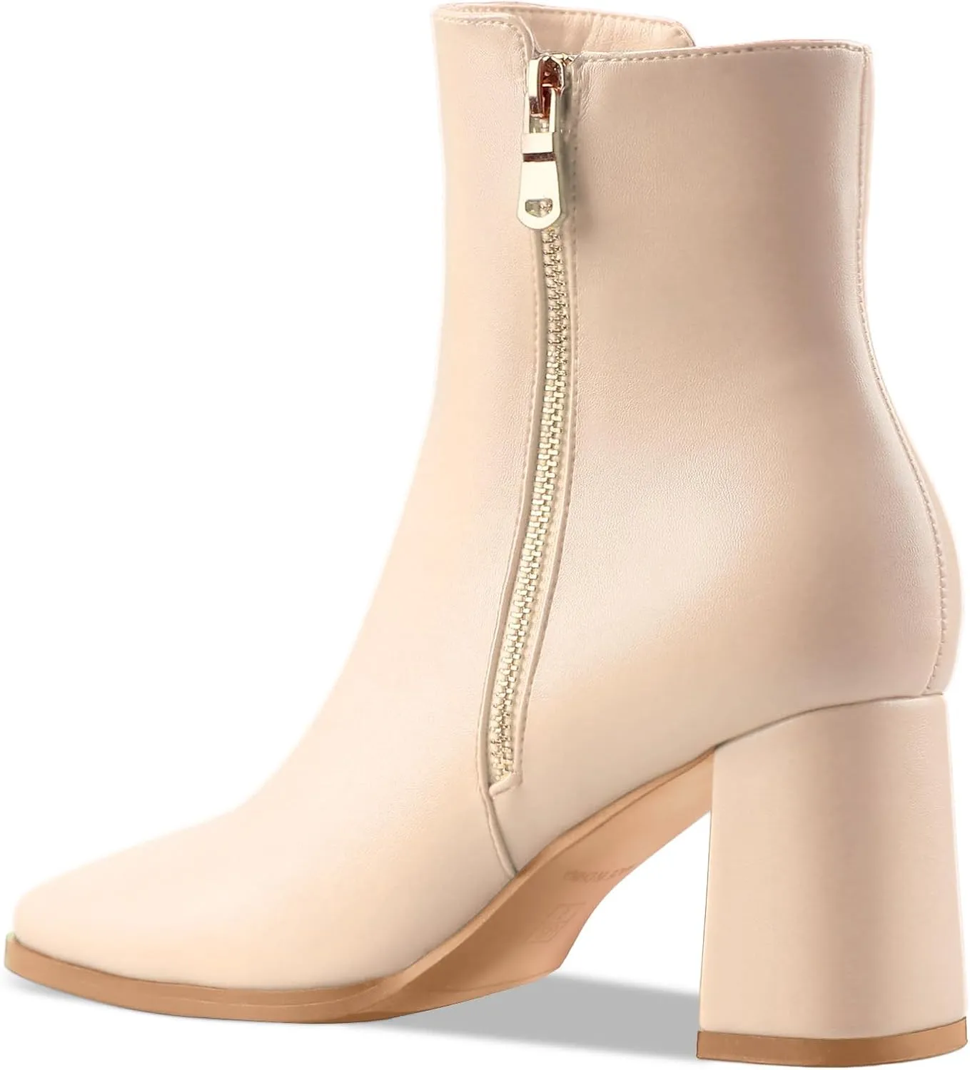 Oh Mispares Women's Chunky Heel Ankle Booties Square Toe Short Block Boots Heeled Shoes Side Zipper Comfortable Closed Toe Heels for Ladies Girls 3 Inches