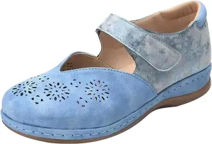 oiangi Hollow Breathable Sandals for Women Wedge Heel Summer Comfy Closed Toe Cutout Hook and Loop Leather Sandals Lightweight Casual Non-Slip Beach Shoes