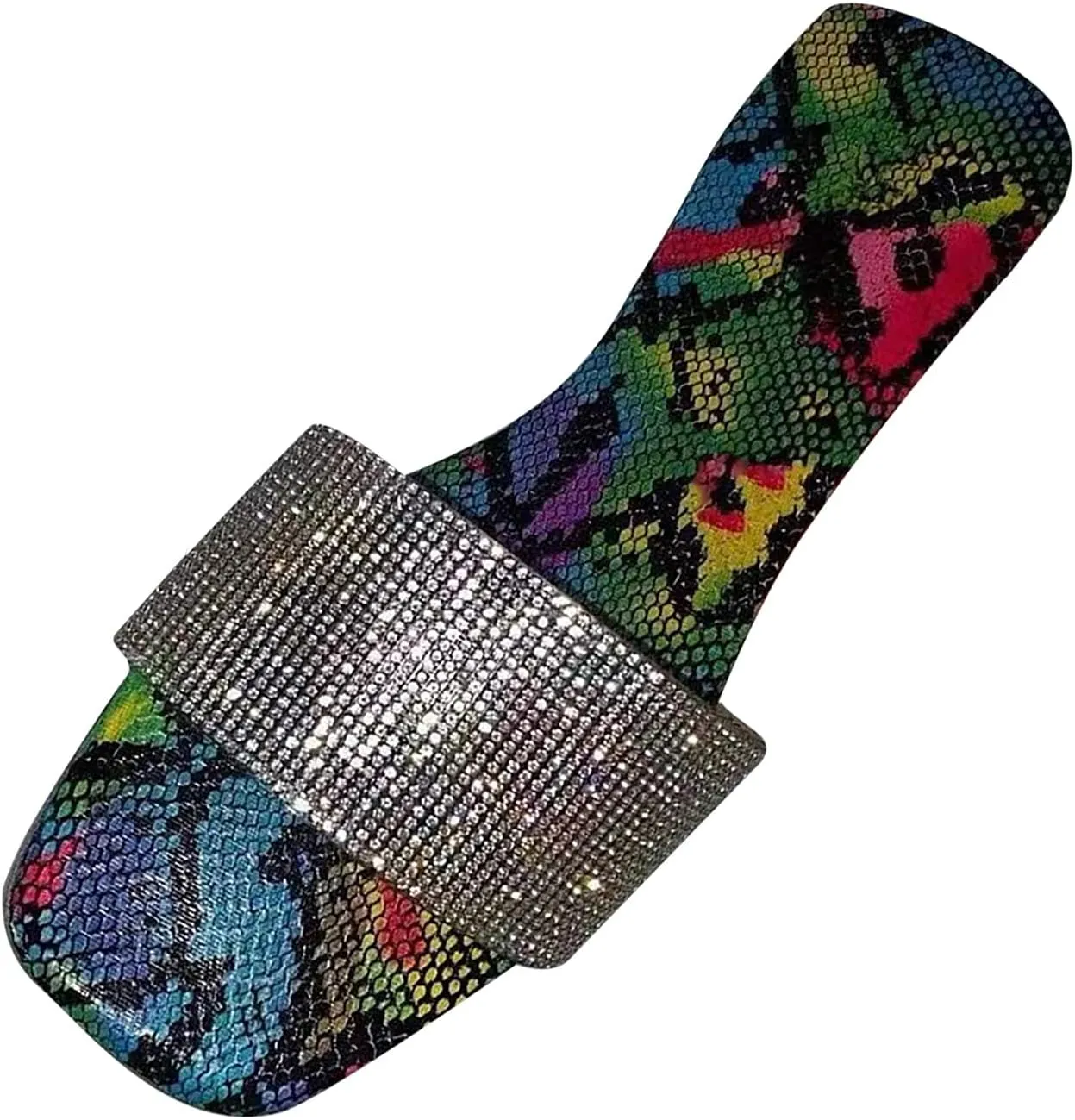 oiangi Sandal for Women Casual Summer Flats Flip-Flops Sandals Fashion Snake Pattern Colorblock Printed Platform Sandals Bath Slippers Beach Shoes