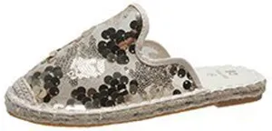 oiangi Sparkly Glitter Sandals for Women Casual Summer Closed Toe Slip-on Espadrille Flat Slipper Elegant Comfortable Home Outdoor Shoes Flip Flops