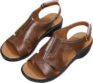 oiangi Wedge Sandals for Women Casual Summer Fish Mouth Open Toe Quilted Hook and Loop Hollow Slipper Lightweight Comfortable Outdoor Ladies Shoes