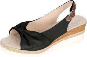 oiangi Wedge Sandals for Women Casual Summer Fish Mouth Open Toe Slingback Buckle Hemp Rope Platform Sandals Comfortable Outdoor Ladies Shoes Sandalias