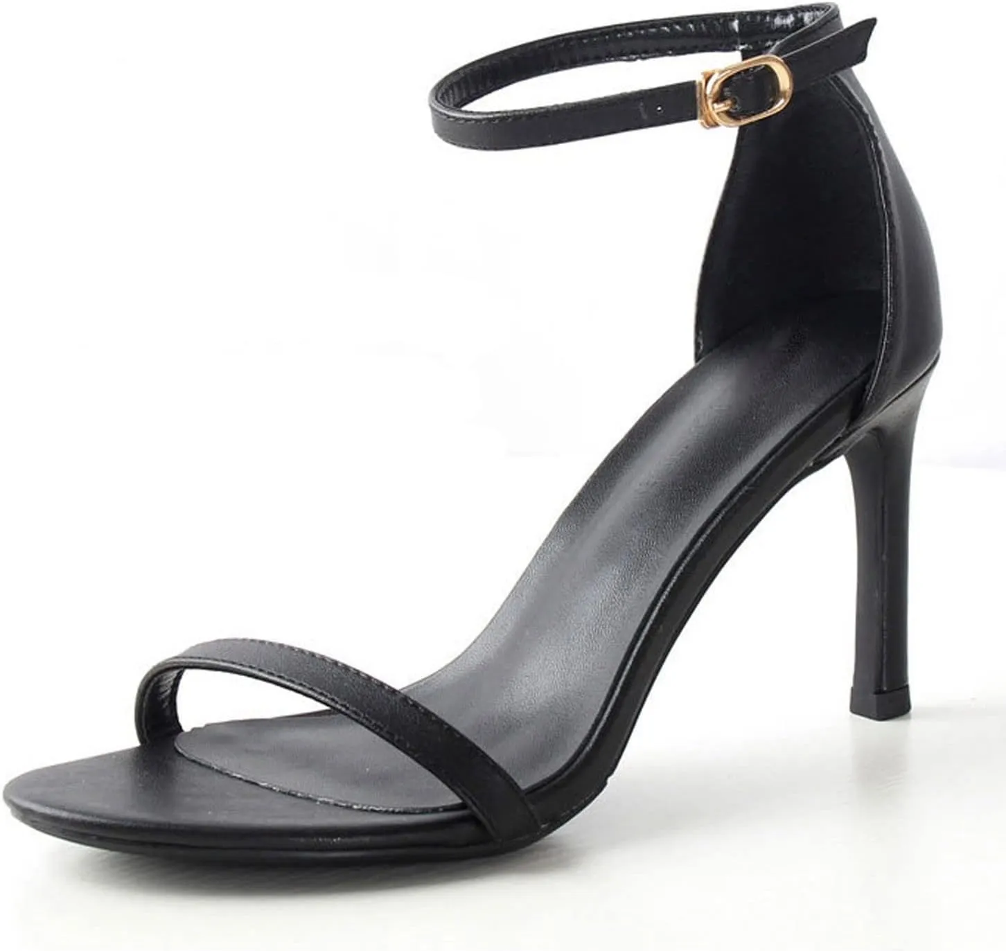 oiangi Womens Glitter Flock Stiletto Sandals Summer Ankle Strap Thin Band Strap Buckle High Heels Sexy Temperament Ladies Casual Shoes Sandalias