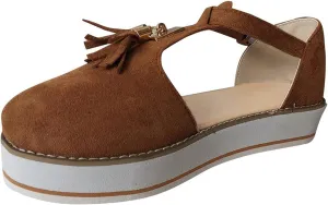 oiangi Womens Shoes Sandals Dressy Fashion Tassel Round Toe Hollow out Flat Pumps Comfortable Thick Bottom Buckle Strap Casual Beach Shoes