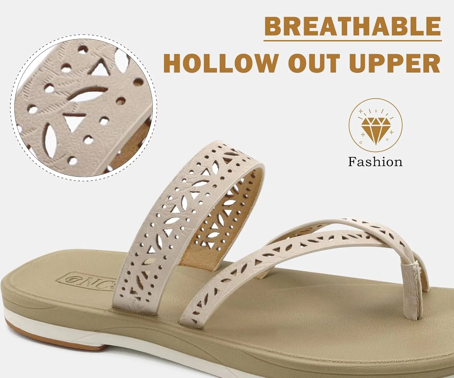 ONCAI Flip Flops for Womens,Flat Dressy Thong Sandals Square Toe with Fashion Summer Beach Comfortable Slip On Rubber Soles Size US 6-11