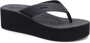 ONCAI Women’s Platform Flip Flops 2025 Womans Dressy Summer Beach Essentials Sandals with Trendy Comfortable Flatform Walking Outdoor Rubber Soles Black size 8